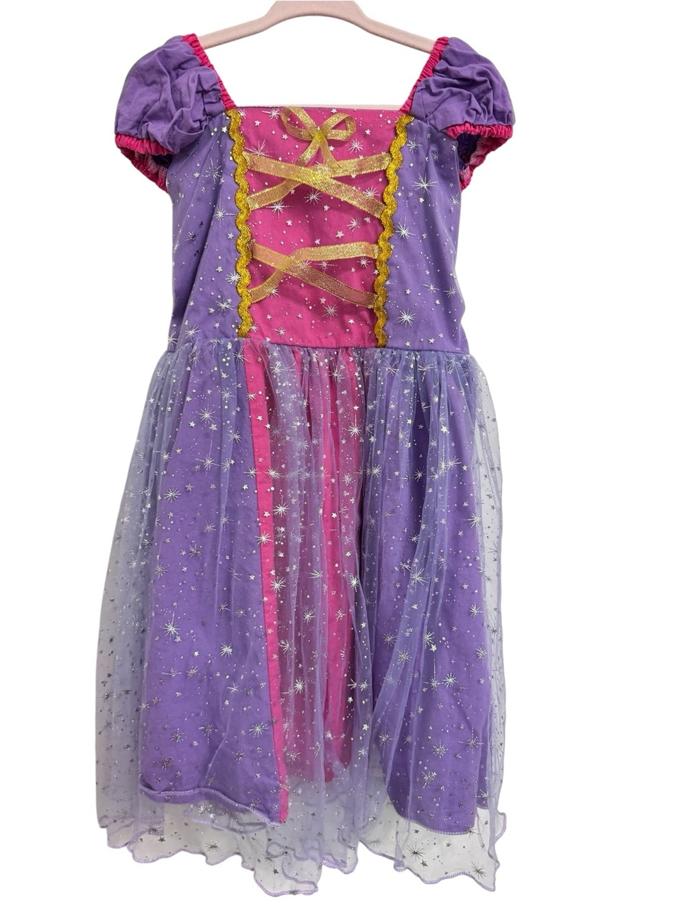 Girls Rapunzel Princess Dress Costume Purple Pink Glitter Tulle Size 120 NWOT